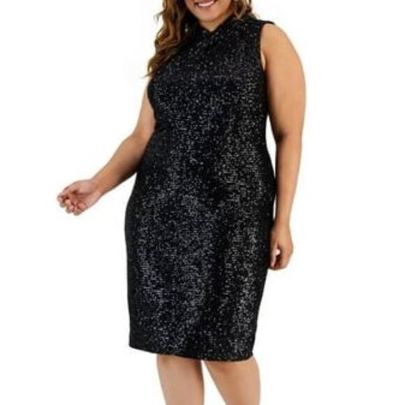 *NEW Rachel Roy Black Sequin Dress Size 14W (FLAW) - Picture 1 of 11